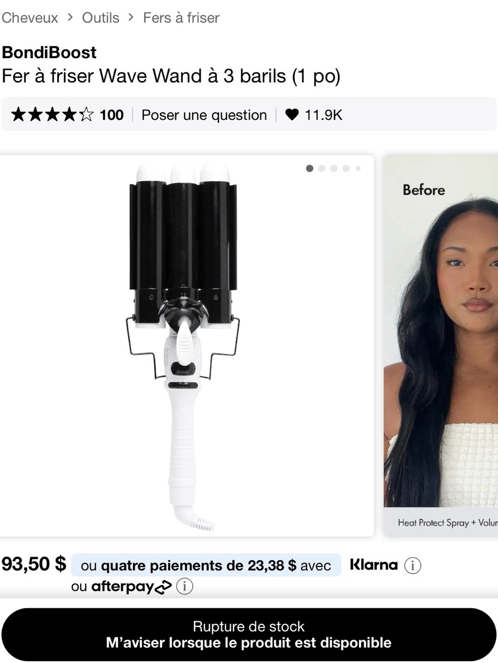 BondiBoost White and Black 3-Barrel Wave Wand - Women Hair Tool